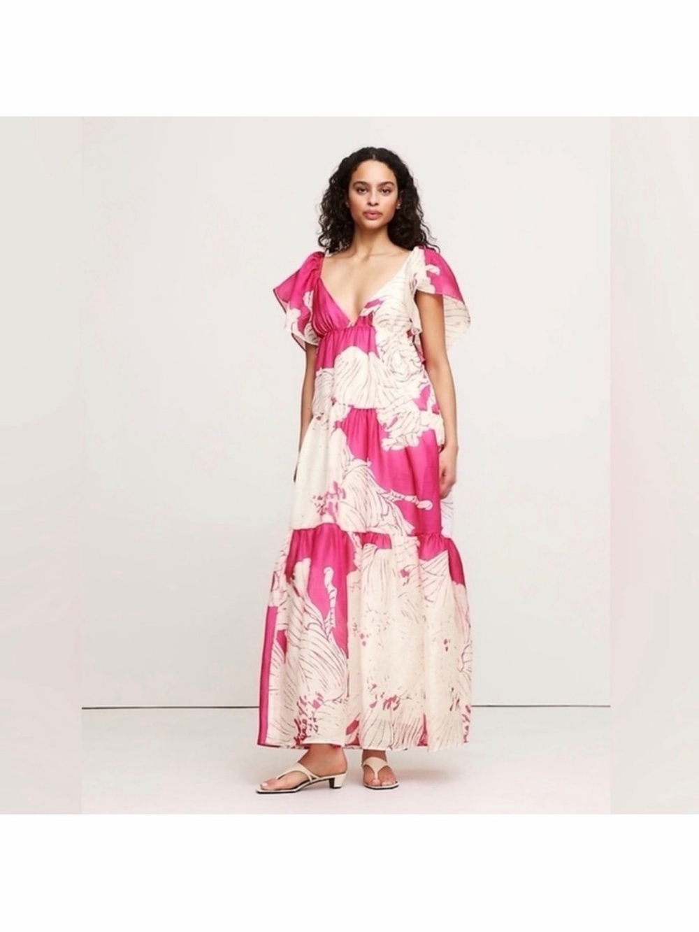 Banana Republic Bright Pink Dress with white Accents NWOT